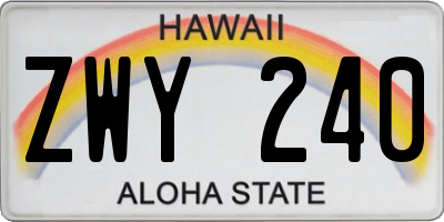 HI license plate ZWY240