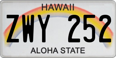 HI license plate ZWY252