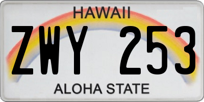 HI license plate ZWY253
