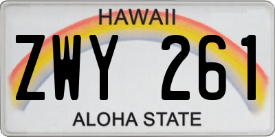 HI license plate ZWY261