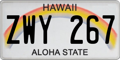HI license plate ZWY267