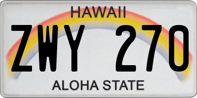 HI license plate ZWY270