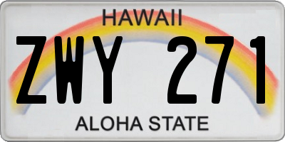 HI license plate ZWY271