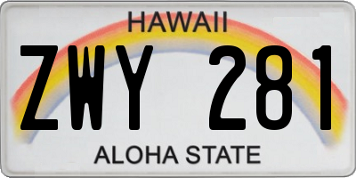 HI license plate ZWY281