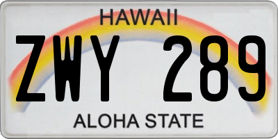 HI license plate ZWY289