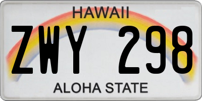 HI license plate ZWY298