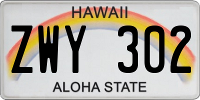 HI license plate ZWY302