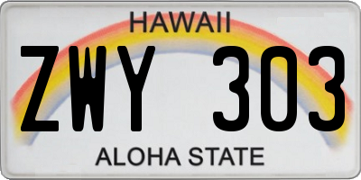 HI license plate ZWY303