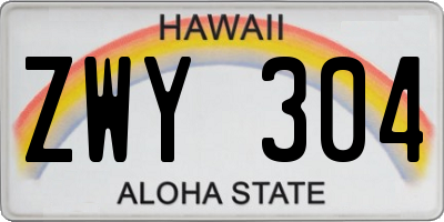 HI license plate ZWY304