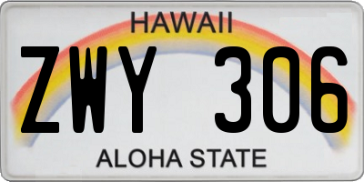 HI license plate ZWY306