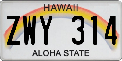 HI license plate ZWY314