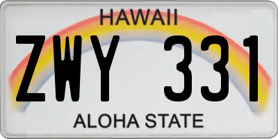 HI license plate ZWY331