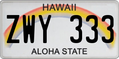 HI license plate ZWY333