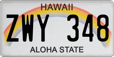 HI license plate ZWY348
