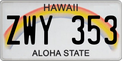 HI license plate ZWY353