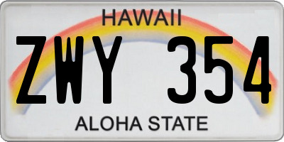 HI license plate ZWY354