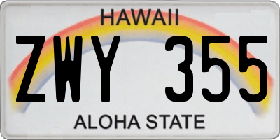 HI license plate ZWY355