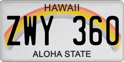 HI license plate ZWY360