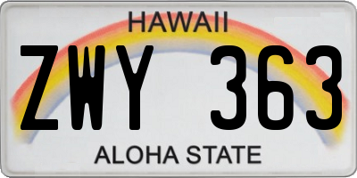 HI license plate ZWY363