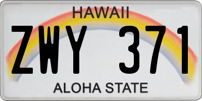 HI license plate ZWY371