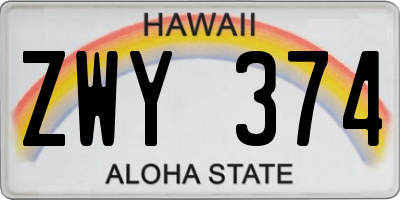 HI license plate ZWY374