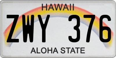HI license plate ZWY376