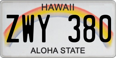 HI license plate ZWY380