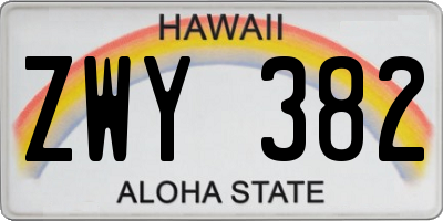 HI license plate ZWY382