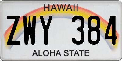HI license plate ZWY384