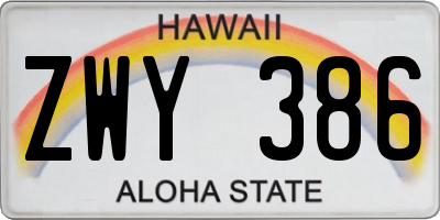 HI license plate ZWY386
