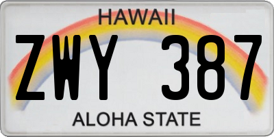 HI license plate ZWY387