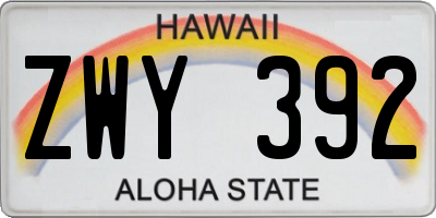 HI license plate ZWY392