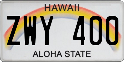 HI license plate ZWY400
