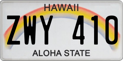 HI license plate ZWY410