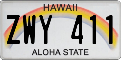 HI license plate ZWY411