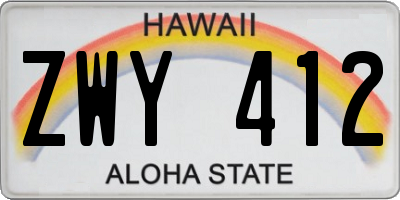 HI license plate ZWY412
