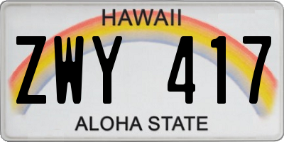 HI license plate ZWY417