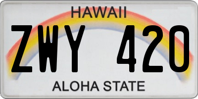 HI license plate ZWY420