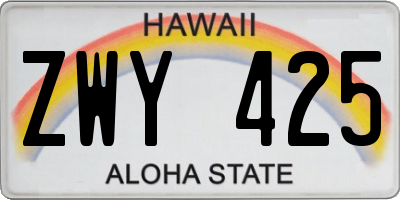 HI license plate ZWY425