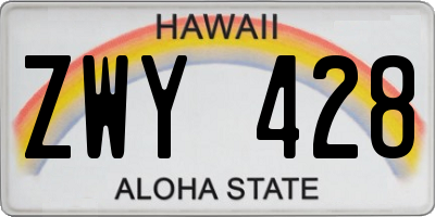 HI license plate ZWY428