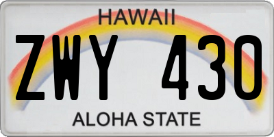 HI license plate ZWY430