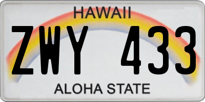 HI license plate ZWY433