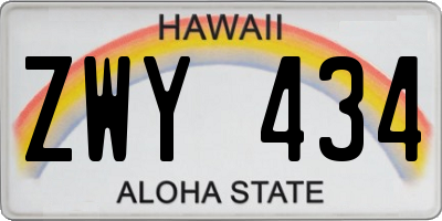 HI license plate ZWY434