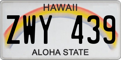 HI license plate ZWY439