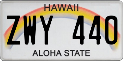 HI license plate ZWY440