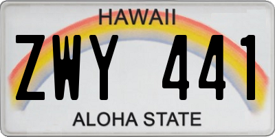 HI license plate ZWY441