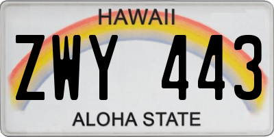 HI license plate ZWY443