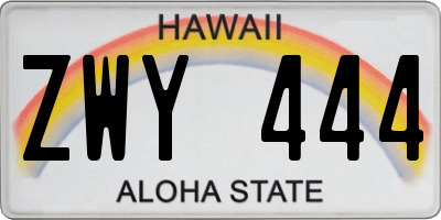 HI license plate ZWY444