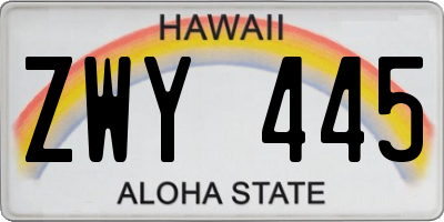 HI license plate ZWY445