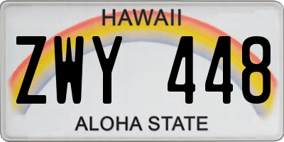 HI license plate ZWY448